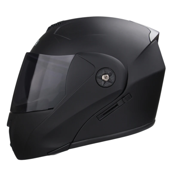 Uppfällbar motorcykelhjälm med dubbelt visir Mörk yttre glas inre solskydd Skyddande motorcykelhjälm för män och kvinnor svart S (55-56 cm)