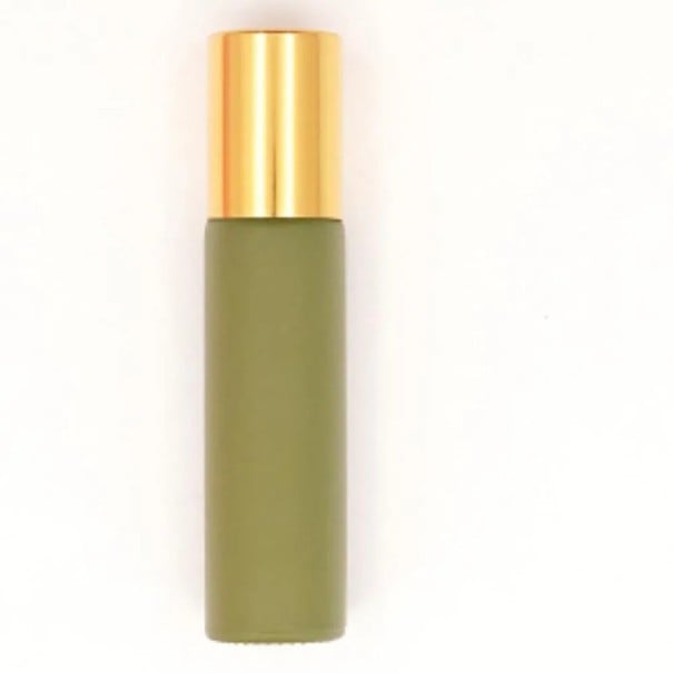Üres roll-on flakon 5 ml 6,4 × 2 cm üveg palack acél rollerrel parfüm, olaj vagy szérum számára utazáshoz zöld