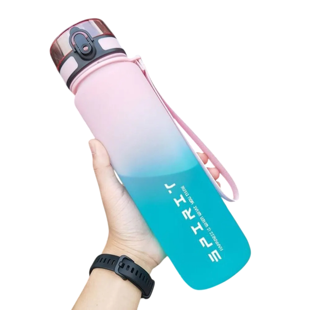 Urheilujuomapullo 1000 ml Suuri tilavuus kuntojuomapullo Ergonominen muotoilu ja vuotamaton kansi Käytännöllinen juomapullo matkoille ja urheiluun vaaleanpunainen