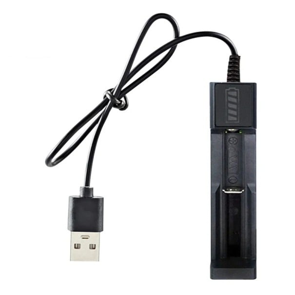 USB 18650 akkumulátortöltő 1 foglalatú kettős tápegység 3,7 V-os lítium-ion cellák töltéséhez, kompatibilis a 16340 14500 18650 hordozható 1