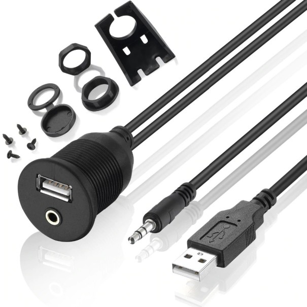 USB 2.0 / 3,5 mm jack auto verlengkabel