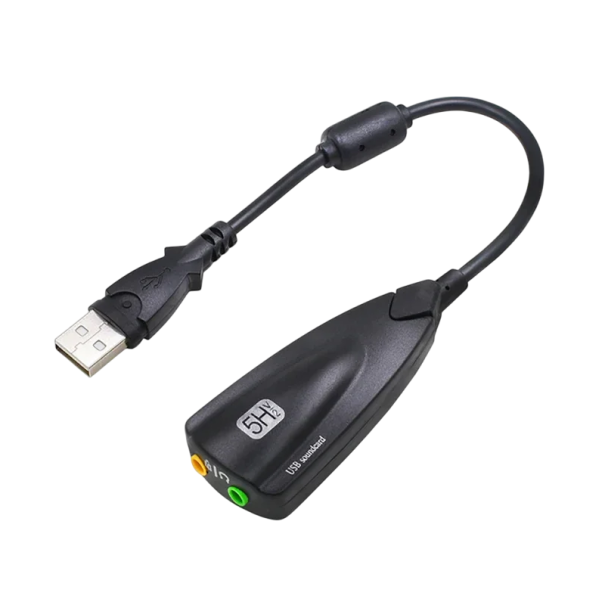 USB 2.0 External Sound Card 29 cm Plug and Play Adapter with Headphone and Microphone Port Audio Interface for PC and Laptop black