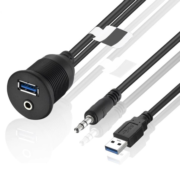 USB 3.0 / 3,5 mm-es autó hosszabbító kábel 2 m