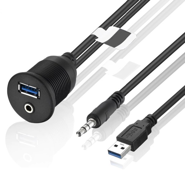 USB 3.0 / 3,5 mm jack forlængerkabel til bil 1 m