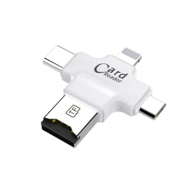 USB 4-in-1 -muistikortinlukija valkoinen