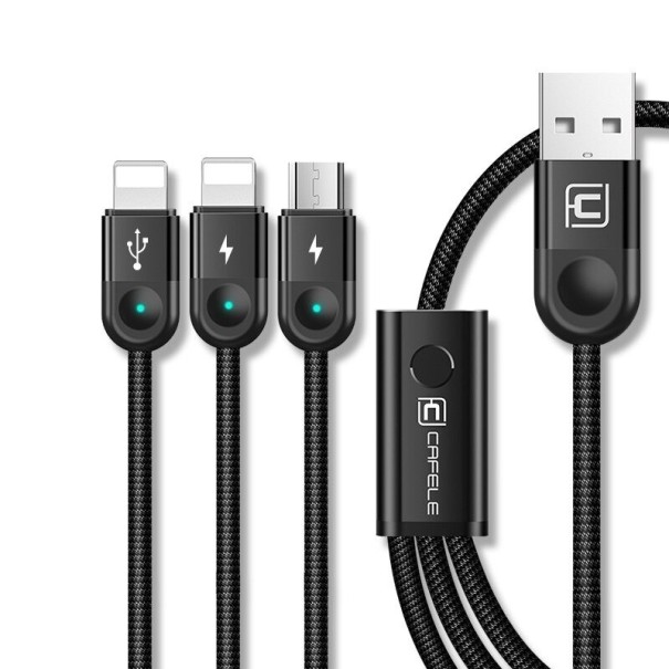 USB adatkábel 2x Lightning / Micro USB-hez fekete