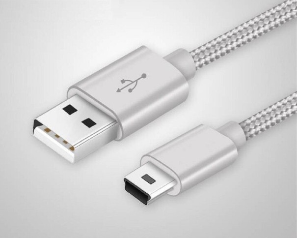 USB-auf-Mini-USB-M/M-K1013-Datenkabel silbern 2 m