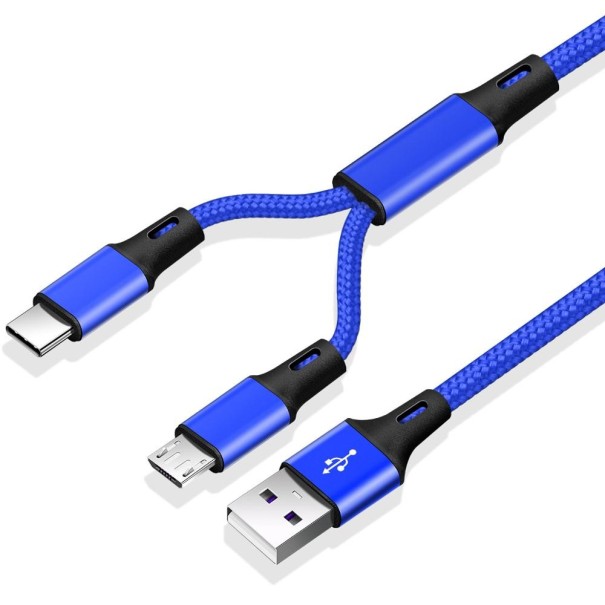 USB-auf-USB-C-/Micro-USB-Ladekabel blau