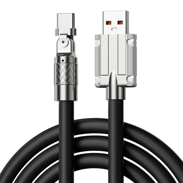 USB-C 120W 6A 1,5m svängbar snabbladdningskabel svart
