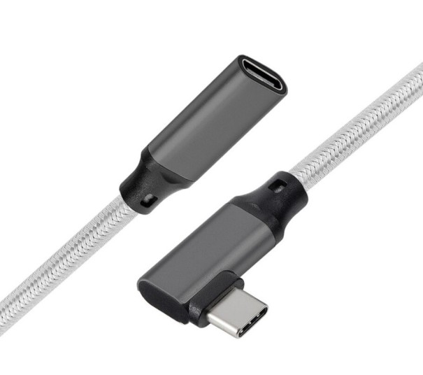 USB-C 3.1 M / F szögletes hosszabbító kábel szürke 1 m