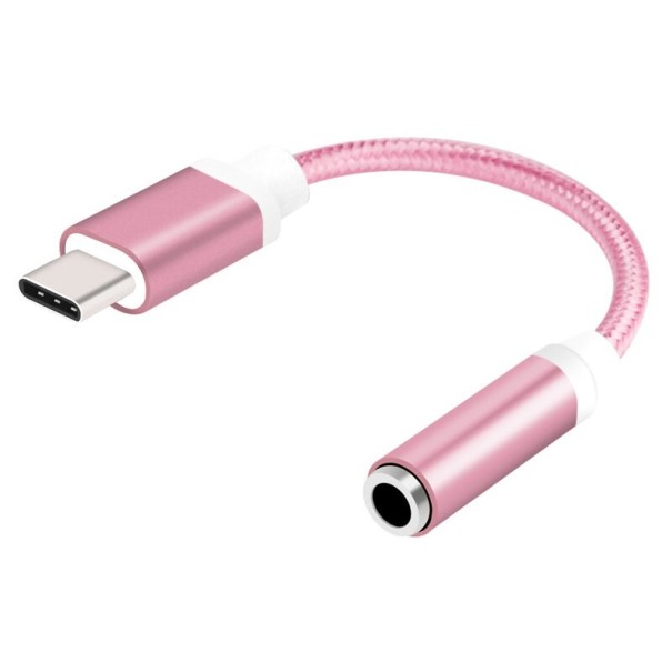 USB-C - 3,5 mm:n liitinsovitin K26 vaaleanpunainen