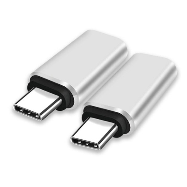USB-C - Apple iPhone Lightning -sovitin 2 kpl hopeinen