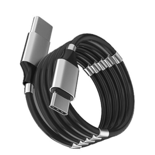 USB-C datakabel med magneter sort 1,8 m
