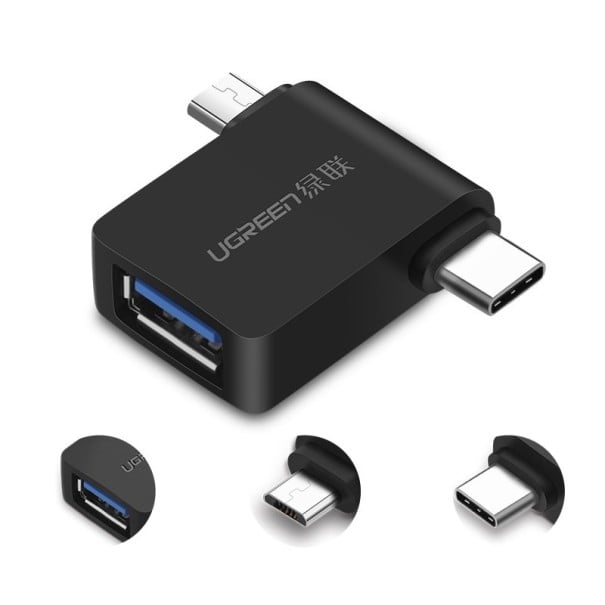 USB-C és Micro USB adapter USB 3.0-ra flash meghajtó csatlakoztatásához telefonhoz vagy laptophoz Adatátvitel akár 5 Gbps Méretek 40 x 33 x 10 mm 1