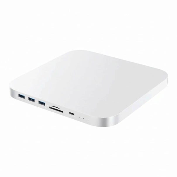 USB-C-hub för Mac mini M2 och M1 20 x 20 x 3 cm dockningsstation med 10 portar och fodral för 2 diskar samt SD-kortläsare silver 1