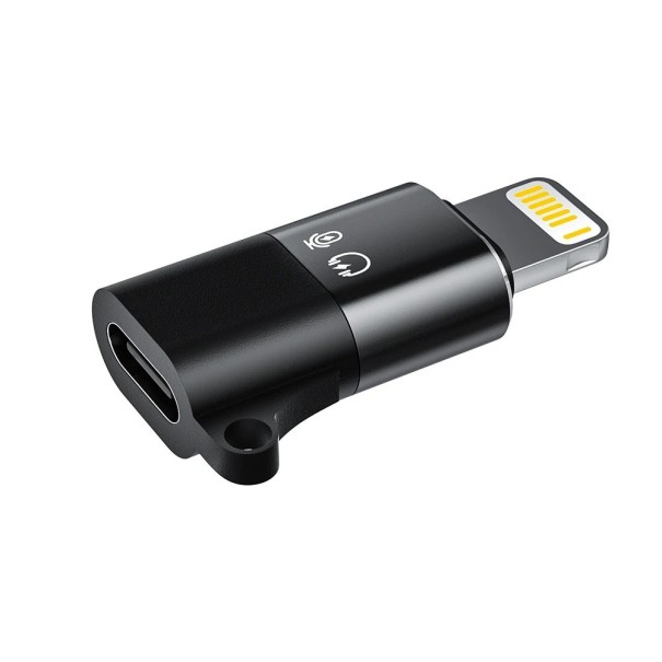 USB-C - Lightning OTG adapter átalakító Lightning csatlakozó iPhone-hoz, fejhallgató és USB flash meghajtó csatlakoztatásához fekete