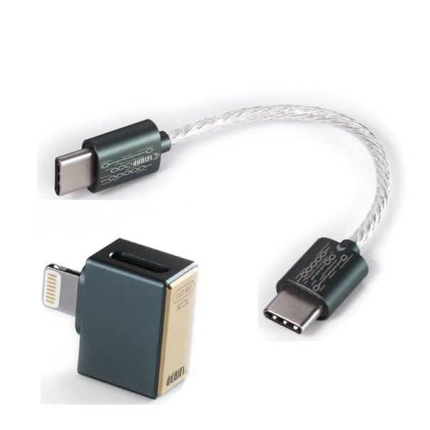 USB-C M/M Connector Cable 8 cm with USB-C to Lightning Adapter 1