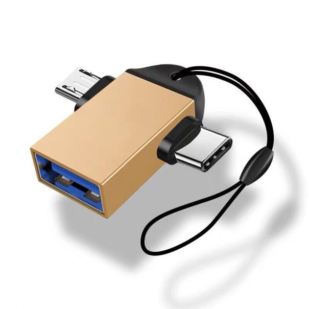 USB-C / Micro USB - USB 3.0 -sovitin kultainen 1