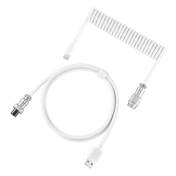 USB-C na USB-A kabel 3m s aviator konektorem pro mechanickou klávesnici Odpojitelný design Odolný opletený vodič Herní příslušenství bílá