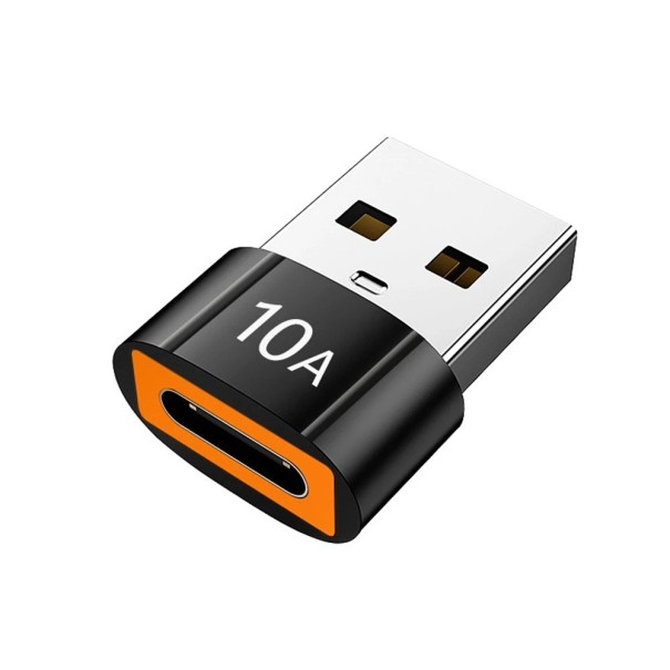 USB C naar USB 10A adapter metalen converter voor snel opladen en audiotransmissie zwart