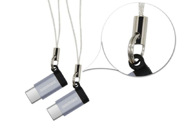 USB-C til Micro USB-adapter 2 stk. grå
