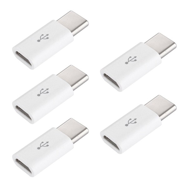 USB-C til Micro USB-adapter 5 stk. hvid