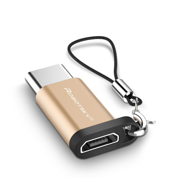 USB-C to Micro USB Adapter Keyring gold