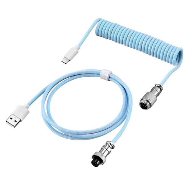 USB-C to USB-A Cable 3m with Aviator Connector for Mechanical Keyboards Detachable Design Durable Braided Wire Gaming Accessory blue