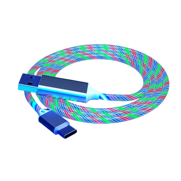 USB C und USB A Lighting Schnellladekabel 1m LED Schnellladekabel 3A Ladedatenkabel Typ C silbern