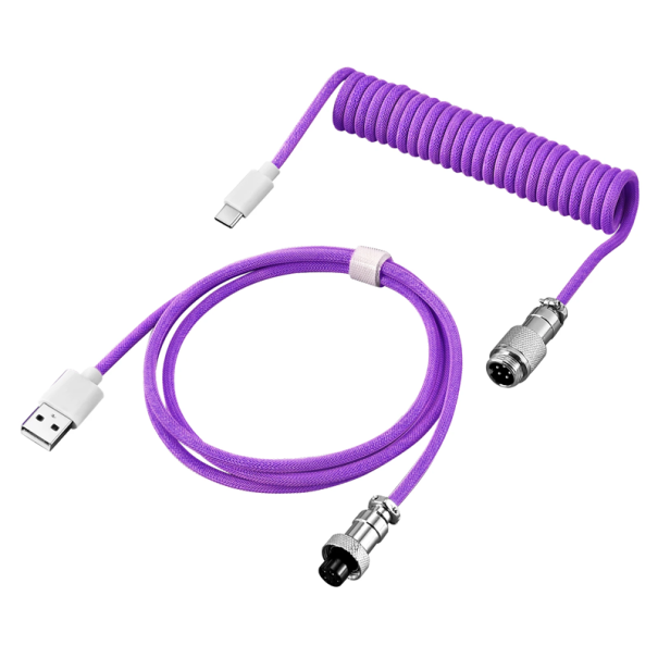 USB-C - USB-A kaapeli 3m aviator-liittimellä mekaanisille näppäimistöille Irrotettava muotoilu Kestävä punottu johto Pelitarvikkeet violetti