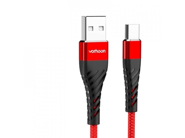 USB-C / USB adatkábel K519 piros 3 m