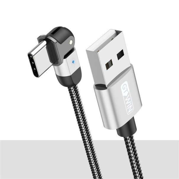 USB-C / USB-datakabel med roterende stik sølv 1 m