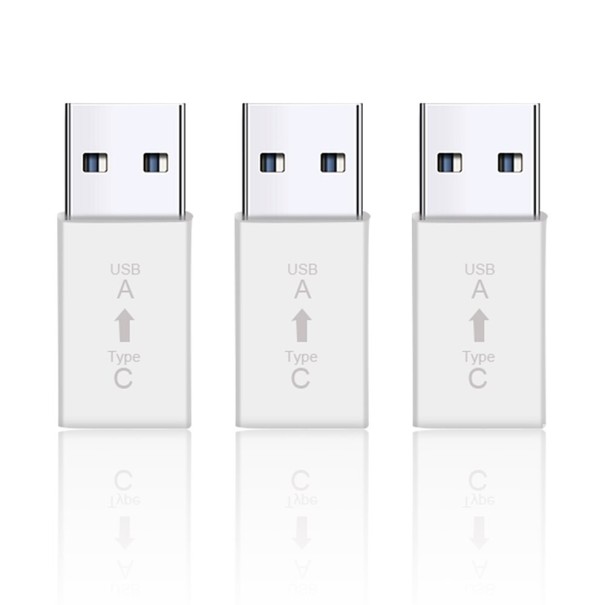USB-C Weiblich auf USB-A 3.0 Männlich Adapter Set 3 Stück Zum Anschließen eines USB-C-Kabels an einen USB-A-Anschluss Datenübertragung weiß
