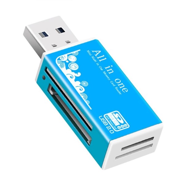 USB čtečka paměťových karet J65 modrá