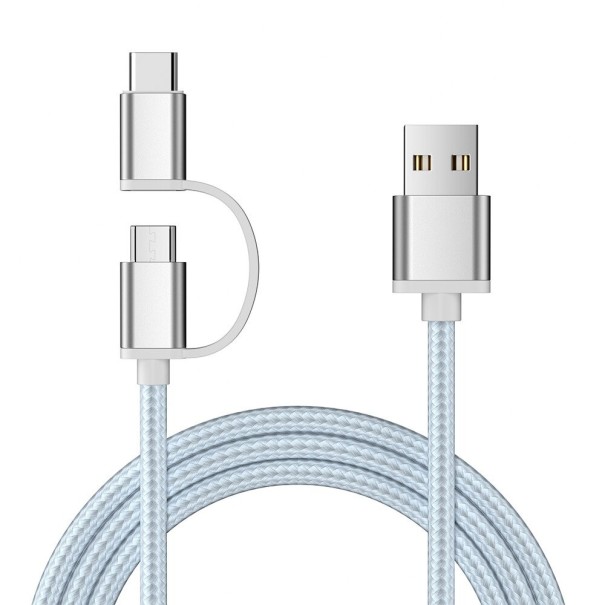 USB-datakabel Micro USB / USB-C K555 sølv