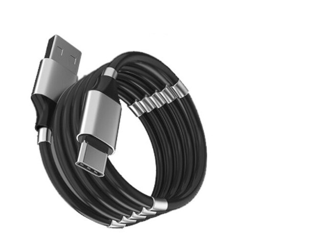 USB-Datenkabel mit Magneten schwarz 1,8 m 2