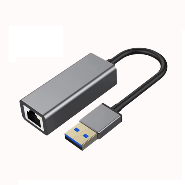USB Ethernet adaptér RJ45 100Mbps USB 2.0 externí síťová karta LAN převodník šedé provedení pro notebook PC Mac zařízení 1