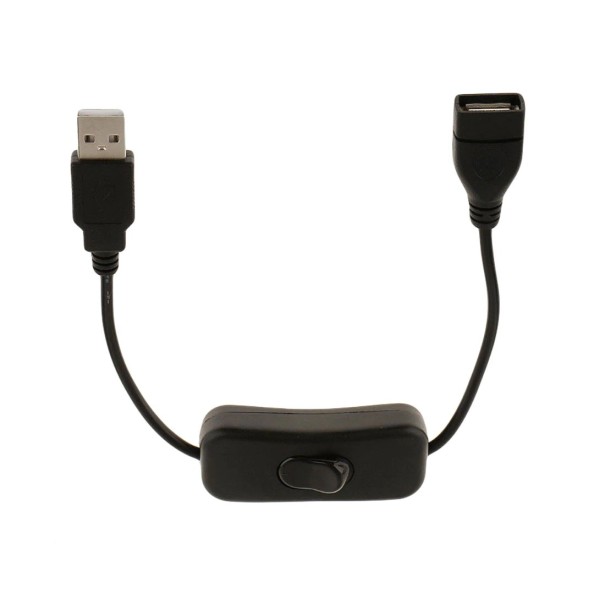 USB F/M forlængerkabel med afbryder 28 cm sort
