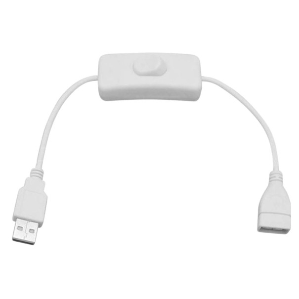 USB F / M hosszabbítókábel 28 cm-es kapcsolóval fehér