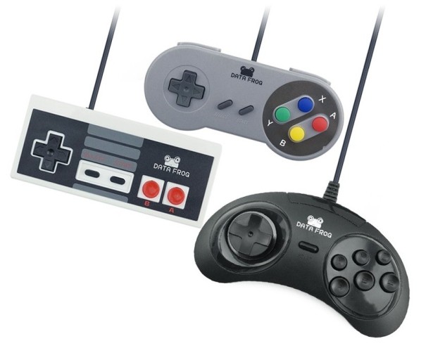 USB Herní ovladače ve stylu SNES, NES a SEGA - 3 ks 1