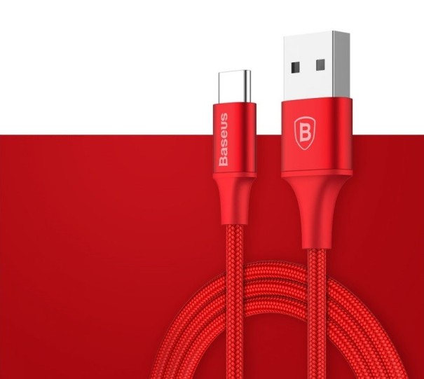 USB kábel s LED svetlom typu C J1635 červená 25 cm