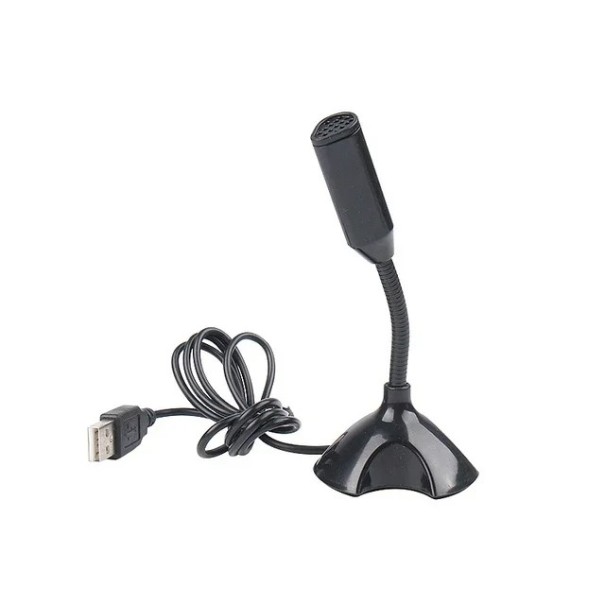 USB kondenzátoros asztali mikrofon állítható állvánnyal PC-hez és laptophoz, zajszűrővel és automatikus felismeréssel, telepítés nélkül fekete