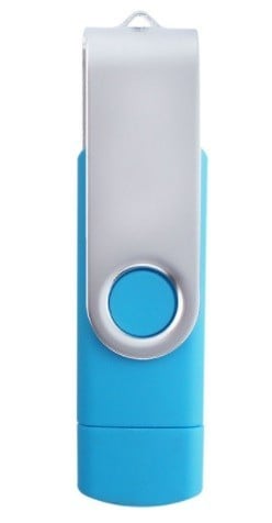 USB + micro USB flash disk světle modrá 128GB