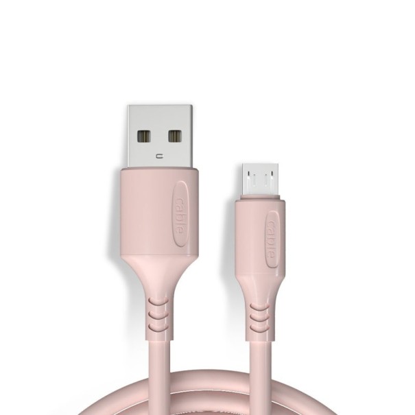USB/Micro USB-laddningskabel rosa 1,2 m