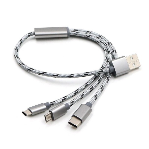 USB-Micro USB / Lightning / USB-C -latauskaapeli K553 1