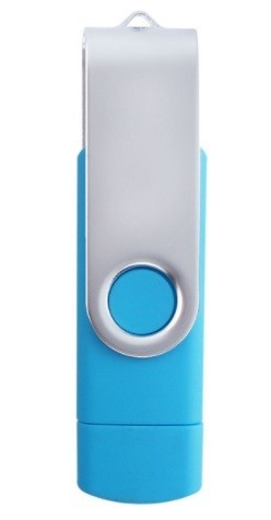 USB + micro-USB-stick lichtblauw 64GB