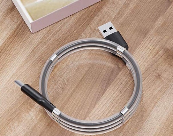 USB - Micro USB / USB-C kábel mágnesekkel fekete 2