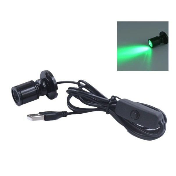 USB mini LED bodové světlo s vypínačem 1,5 m hliníkové černé otočné svítidlo pro vitríny dekorace a stůl zelená