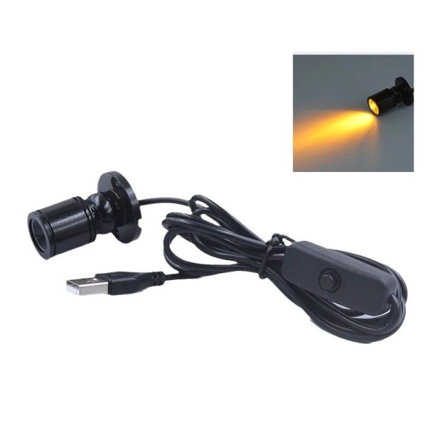 USB mini LED bodové světlo s vypínačem 1,5 m hliníkové černé otočné svítidlo pro vitríny dekorace a stůl žlutá