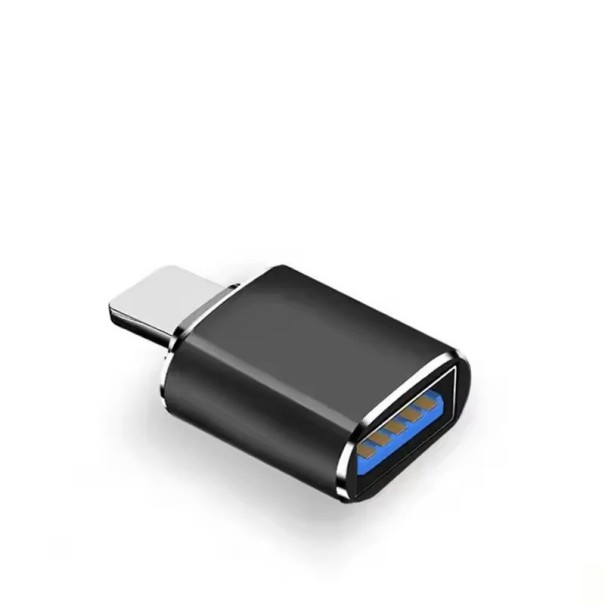 USB naar Lightning-adapter Zwarte converter voor Apple-apparaten Verbindt iPhone met USB A-poort Gegevensoverdracht 480 Mbps zwart